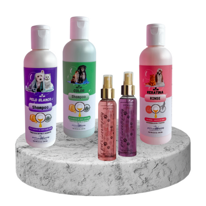 Kit de Baño para Mascotas 500 ml - Shampoo Keratina y Perfume