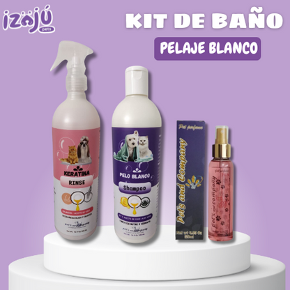 Kit de Baño para Mascotas 500 ml - Shampoo Keratina y Perfume