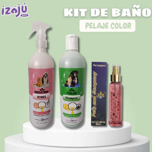 Kit de Baño para Mascotas 500 ml - Shampoo Keratina y Perfume